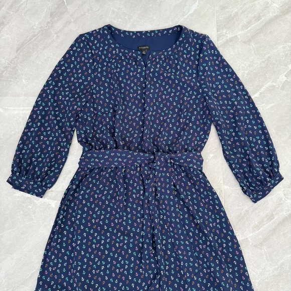 Women’s Talbots Anchor Print Flounce Hem Fit & Flare Notch Neck Dress Size 4 - Picture 15 of 16